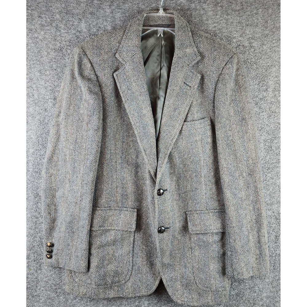 Hardwick Clothes Sport Coat Mens 40 Gray Herringbone Tweed Blazer Edward's